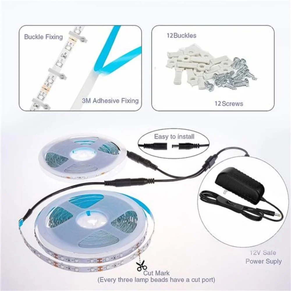 32.8ft LED Black Light Strip Kit, 600 Units Lamp Beads, 12V Flexible Blacklight